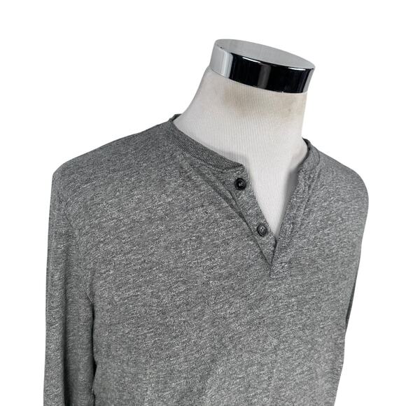Marine Layer Henley Shirt Men's Marge M/L Heather Gray Rayon Long Sleeve - Picture 2 of 10